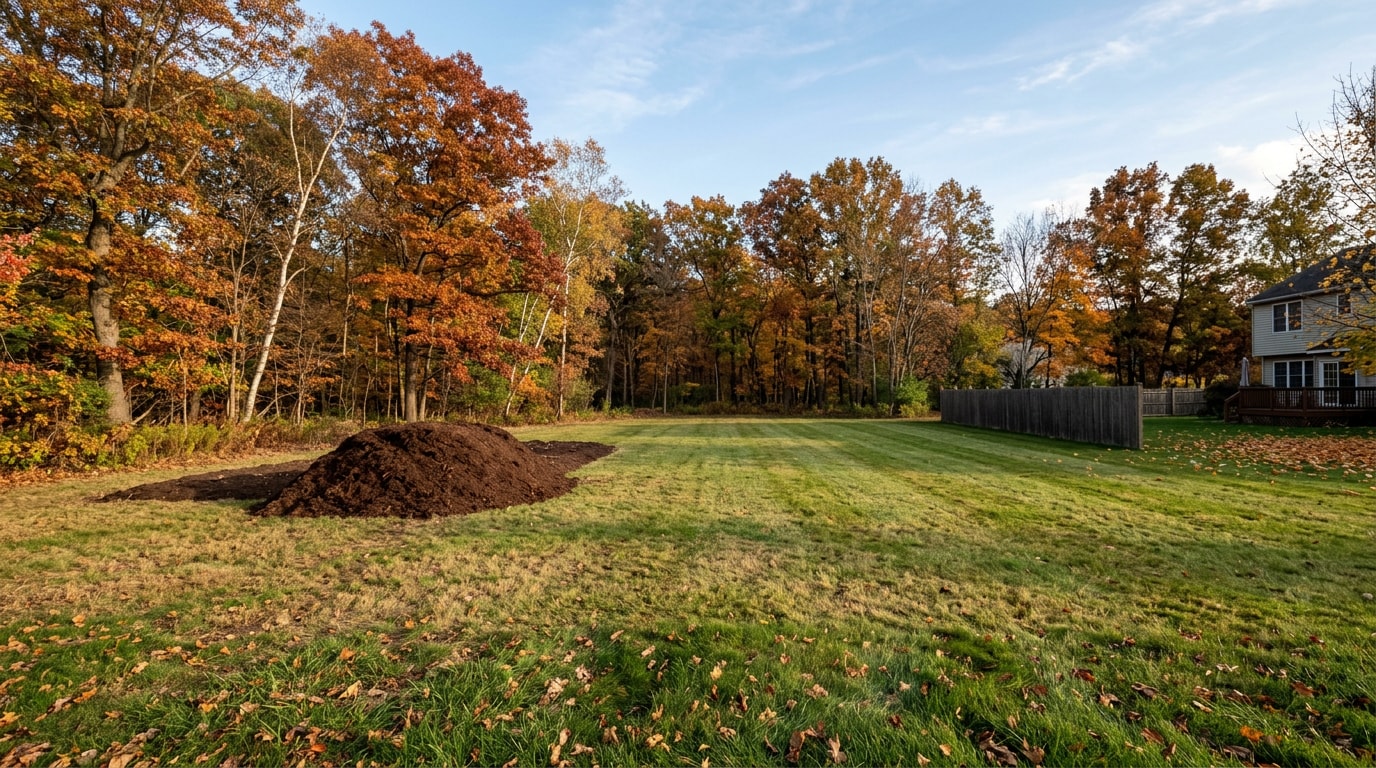 Cleared backyard in Hamburg, NY after a professional brush removal service