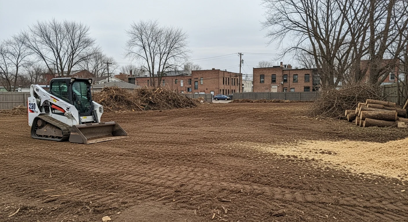 Cleared residential lot ready for construction or landscaping